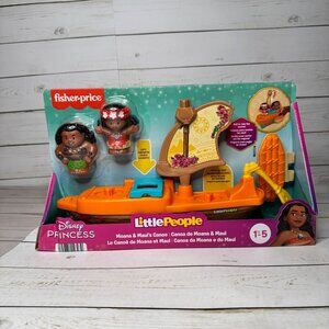 Moana & Maui Little People Fisher-Price Canoe Sail‎ Boat Set With Figures Gift